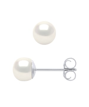 Oorbellen - Stud Oorbellen - True gekweekte parels Zoetwater 56mm Buttons - Kwaliteit AAAA + - Colori NATURAL WHITE - System-allergeen Kinderwagens - White Gold 375 duizendste - 2 jaar garantie op fabricagefouten - Geleverd in hun presentatie geval met een certificaat van authenticiteit en een Internationale Garantie - Al onze juwelen zijn gemaakt in Frankrijk.