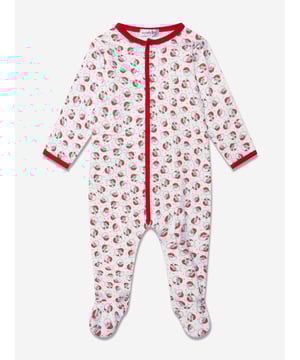 Introducing the chic Baby Winking Santa Babygrow in fiery Red, an elegant addition to your Baby Unisex's wardrobe. Tailored for unparalleled comfort and trendsetting style, it's a darling must-have. Major highlights include: Chic Festive Print: The charming winking Santa print imparts a vibrant, festive flair, lending an adorable, trendy appeal to the attire. Supreme Comfort:  Fabricated from premium, soft fabrics, this attire ensures unrivaled comfort for your little one, perfect for everyday frolicking. Wardrobe Refresh: Transform your Baby Unisex's wardrobe with this striking Red Baby Winking Santa Babygrow from the prestigious Magnolia Baby label. Amplify your little one's charm - order now!