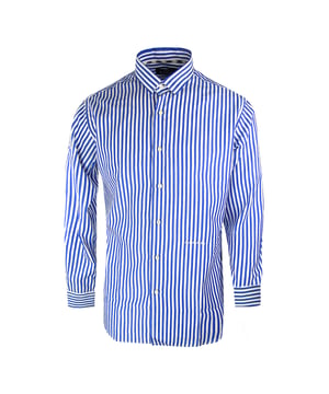 Camisa azul a rayas Aquascutum, 100 % algodon, corte regular, se ajusta a la talla real, cierre con botones, 100 % algodon, punos con cierre de botones