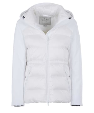 94% poliéster, 6% elastano; chaqueta de lana;  Modelo: CFWWOU0891FRUT3496 8637;  Mano de obra de alta calidad;  capucha con cordón;  cuello alto;  cremallera bidireccional;  Dos bolsillos para las manos con cremallera;  Un bolsillo interior con cremallera;  cintura elástica con cordón;  forro hacia abajo;  Detalles del logotipo de Woolrich.