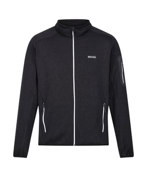 Material: 100% Recycled Polyester. Fabric: Fleece, Knitted, Marl, Soft Touch. Design: Logo. 250gsm. Fabric Technology: Breathable, Moisture Wicking. Sleeve-Type: Long-Sleeved. Neckline: Standing Collar. Pockets: 2 Lower Pockets, 1 Sleeve Pocket, Zip. Fastening: Full Zip.