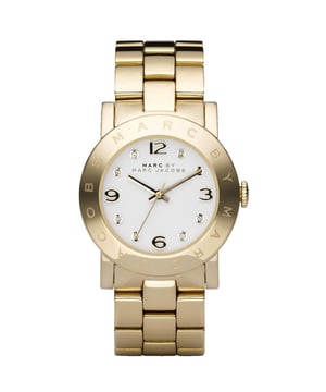 Shop the Marc by Marc Jacobs MBM3056 Women's Wrist Watch, a stylish stainless steel timepiece with a yellow case and white dial, perfect for the modern woman.