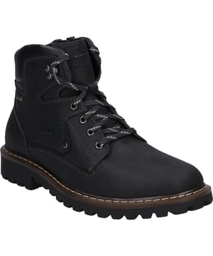 Entdecke die perfekte Kombination aus Tradition und modernem Tragegefühl mit dem Chance 51 von JOSEF SEIBEL. Dieser Herrenschuh in der Farbe schwarz-kombi bringt nicht nur Eleganz in deinen Alltag, sondern auch eine unvergleichliche Bequemlichkeit, ideal für jede Freizeitaktivität. Gefertigt aus hochwertigem Nubukleder, das von Rindern stammt, verspricht dieser Schuh Langlebigkeit und eine natürliche Atmungsaktivität. Eine Besonderheit ist die AGO-Fertigungsmethode, die für eine leichte, formbeständige Konstruktion steht, indem das Oberleder mit der Unterseite der Innensohle verklebt und anschließend die Laufsohle aufgeklebt wird. Die schwarze PU-Sohle mit ihrem grob strukturierten Profil bietet nicht nur hervorragende Dämpfeigenschaften, sondern ist auch deutlich leichter als Gummi, was den Komfort bei jedem Schritt erhöht. Für die kälteren Tage des Jahres ist der Schuh warm mit Plüsch gefüttert, sodass deine Füße stets warm bleiben. Dank der herausnehmbaren Textilinnensohle kannst du bei Bedarf ein orthopädisches Fußbett verwenden, was den Schuh besonders anpassungsfähig macht. Der Chance 51 ist wasserdicht und somit dein idealer Begleiter für Outdoor-Aktivitäten, sei es ein Spaziergang im Wald oder ein Stadtbummel bei jedem Wetter. Die Schnürung sorgt für eine optimale Anpassung an deinen Fuß und verleiht dem Schuh einen zeitlosen Charme. JOSEF SEIBEL setzt mit dieser Stiefelette auf Slow Fashion – ein Zeichen gegen die schnelllebige Modeindustrie, indem auf hochwertige Materialien und nachhaltige Produktionsprozesse Wert gelegt wird. Mit dem Chance 51 erlebst du, wie alltagstauglich und vielseitig ein Schuh sein kann, ohne dabei auf Wohlbefinden und eine perfekte Passform verzichten zu müssen. Dieser Schuh ist ein Statement für alle, die Wert auf Qualität, Funktionalität und ein bewusstes Modeverständnis legen.