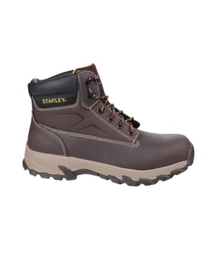 Introducing the Tradesman Safety Boot from Stanleya top-tier choice for durability and comfort on the job. Crafted with a premium quality leather upper, these boots are both lightweight and flexible, ensuring ease of movement without compromising on protection. The rubber and Phylon outsole provides excellent grip and cushioning, while the 200 joule steel toe cap offers robust protection against impacts. Enhanced with a steel midsole for added safety, the Tradesman boots also feature a penetration resistance of 1100 Newtons, safeguarding your feet from sharp objects.
Comfort is paramount with the Tradesman, thanks to its PU collar that cushions your ankle and the Aerospacer lining that promotes breathability, keeping your feet cool and dry by allowing moisture to evaporate efficiently. Whether you're on the move or standing for long periods, these boots deliver the protection and comfort you need to tackle any challenge with confidence.

- Leather upper
- PU cushioned collar
- Aerospacer ling for enhanced breathability
- 200 Steel Toe-Cap
- Steel midsole
- Rubber and Phylon outsolefor enhanced grip and cushioning
