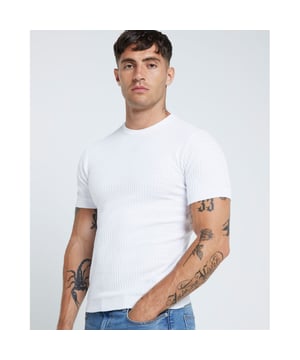 Muscle fit, Knit Ribbed fabric, Crew neckline, Short sleeves