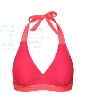 85% Polyester, 15% Elastan. Gewebe: Weiche Haptik, Stretch. Design: Unifarben. Karabiner-Haken. Unterstützung für die Brust. Neckholder, Krawatten-Kragen. Nachhaltigkeit: Aus recyceltem Material.
