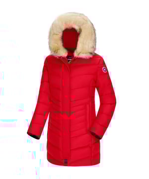 Subprime parka voor dames. De parka is gemaakt van hoogwaardig polyester en heeft een warme binnenvoering. Ideaal voor de koude wintermaanden. De bontkraag is van namaakbont en is afneembaar. De jas is voorzien van een up- en down zipper, makkelijk als je moet zitten op de fiets, brommer of scooter.  Merk: SubprimeModelnaam: Parka CelineCategorie: winterjas damesMaterialen: polyesterKleur: rood