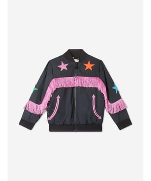 Introducing the Stella McCartney Girls Cowgirl Jacket in chic black, the ultimate addition to your little one's AW2024 wardrobe. Crafted with impeccable style and comfort, this piece is quintessentially Stella. Luxuriously Soft: Crafted from premium fabrics for supreme comfort. Iconic Cowboy Flair: Features stylish, western-inspired detailing. Versatile Black: Matches seamlessly with any outfit. Sustainable Fashion: Eco-friendly production standards that you trust from Stella McCartney.Elevate her collection with this exquisite jacket today!