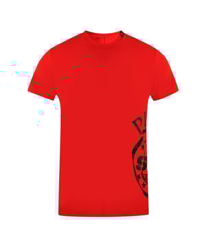 Plein Sport Side Logo Red T-Shirt. Philipp Plein Sport Red Tee. Stretch Fit 95% Cotton, 5% Elastane. Made In Italy. Plein Sport Large Branded Logo. Style Code: TIPS129IT 52