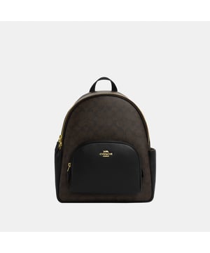 Court Backpack in Signature Canvas, Inside zip and multifunction pockets, Outside zip pocket,  Length: 27.50 cm,  Width: 12.00 cm,  Height: 31.50 cm