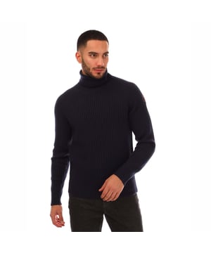 Mens Parajumpers Turtleneck Sweater in blue.- Turtleneck.- Rib- knit.- Regular fit.- 100% Lana.- Ref: 24MPMKNRB01241