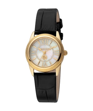 RC5L035L0025 Roberto Cavalli 4894626189609 Reloj de mujer de cuarzo de acero inoxidable con esfera de nácar blanco y correa de cuero, 5 ATM, 28 mm.
