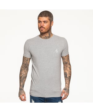 Enzo Camiseta gris de diseño atlético muscular delgado para hombres, tela extra elástica proporciona comodidad y se ajusta perfectamente al cuerpo, logotipo bordado de Enzo en la parte delantera, cuello redondo y mangas cortas, 95% algodón, 5% elastano, lavable a máquina y es ideal para ropa de gimnasio y casual.