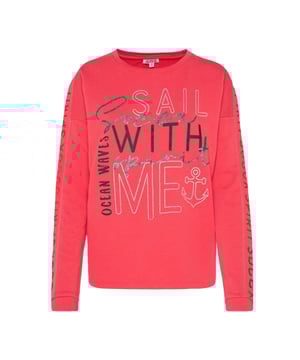 Dit lichtgewicht sweatshirt voor dames van SOCCX heeft coole ontwerpdetails. Een ton-sur-ton logopuff print met glittereffect loopt van de schouder naar de mouw. Er staat nog een print op de voorkant en een kleine labelprint op de achterzoom. Het sweatshirt heeft alleen smalle boorden aan de mouwen en is zeer comfortabel.