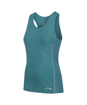 Dames Regatta Varey Extol Stretch Active Wicking Vest. Het Varey-vest van Regatta is een vederlicht, vochtafvoerend, sneldrogend en superstretch topje dat perfect is voor tijdens het sporten of voor die casual warmere dagen. Materiaal: 90% Polyester, 10% Elastaan. Ref: RWT223GHG.