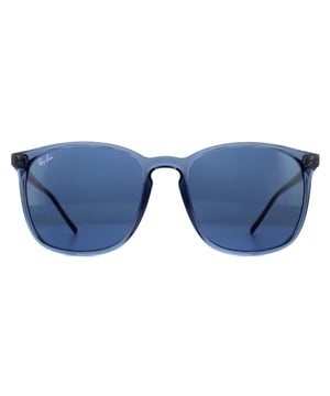 Ray-Ban Zonnebril RB4387 639980 Transparant Blauw Blauw Gradient heeft een eenvoudig slank ontwerp met een vierkante vorm en een ontwerp met sleutelgatbrug.