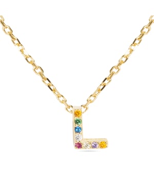 Collar alphabet de plata de ley 925 y circonita multicolor con acabado en baño de oro amarillo de 18 quilates. Además de lograr estilismos para trotar por el mundo nuestros diseños marcan la diferencia y consiguen que esa diferencia sea radical. Diseños realizados cuidadosamente a mano con materiales y circonitas brillantes de primera calidad dan vida a un Alfabeto de diferentes tamaños.  Su exotismo: iniciales sobre Plata de Ley 925, solo es comparable con su recato. Intuitiva, ponderada acierta cada vez que te lo pones y representa como pocas el carácter urbano más cosmopolita: BE AUTHENTIC (NOT) UNIQUE.