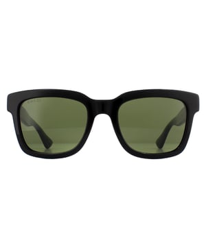 Gucci zonnebrillen GG0001S 002 Zwart en groen met rood streepgroen hebben een slim vierkante stijl frame gemaakt van dik acetaat. Veelzijdig en gemakkelijk te dragen voor elke gelegenheid met Gucci -tekstbranding op elke tempel.