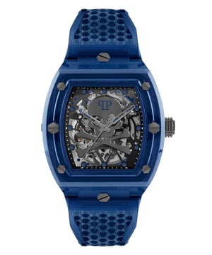 This Philipp Plein The $keleton Crystal Analogue Watch for Men is the perfect timepiece to wear or to gift. It's Blue  Tonneau case combined with the comfortable Blue Plastic watch band will ensure you enjoy this stunning timepiece without any compromise. Operated by a high quality Quartz movement and water resistant to 5 bars, your watch will keep ticking. In pursuit of the perfect design, Philipp Plein’s most iconic watch is given a new and modern twist to create advanced and unmistakable aesthetic codes. High quality 21 cm length and 26 mm width Blue Plastic strap with a Buckle Case measurement: 42 X 44 mm,case thickness: 14 mm, case colour: Blue and dial colour: Black