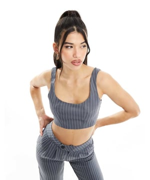 Tops by Missyempire Part of a co-ord set Bottoms sold separately Stripe design Scoop neck Zip-back fastening Cropped length Regular fitSold By: Asos