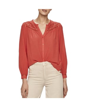 Geschlecht: Frau   Typ: Shirt   Verschluss: Knöpfe   Ärmel: lang   Ausschnitt: V-Ausschnitt   Material: 44% Baumwolle, 56% Viskose   Muster: einfarbig   Wäsche: Handwäsche   Modellhöhe, cm: 175   Modell trägt Größe: S   Details: sichtbares Logo