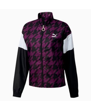 Puma manga larga cremallera con cremallera por todas las chaquetas moradas negras impresas 596735 25