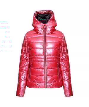 Auskleidung: Cire Finish, Recycelt. Stoff: Polyester-Köper. Design: Logo, Metallisch, Gesteppt. Passform: Schlank. Kinnschutz, hoher Glanz, hohe Wärmeleistung, geringe Füllung, Metallreißverschluss. Gewebe-Technologie: Isolierend, Wasserabweisend. Ausschnitt: Hoher Halsausschnitt, Kapuze. Ärmel-Typ: Langärmelig. Kapuzen-Merkmale: Angewachsene Kapuze. Taschen: Kopfhöreranschluss, 1 Innentasche, 2 untere Taschen, Reißverschluss. Verschluss: Reißverschluss. Verzierungen: Kristall. Nachhaltigkeit: Hergestellt aus recycelten Materialien.
