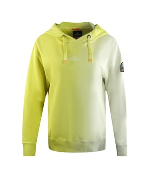 Blijf warm en stijlvol in de gele hoodie van Parajumpers. Deze luxueuze dames hoodie toont de merkbadge op de linkermouw. Offer geen stijl op voor comfort - maak een verklaring! Brand Patch-logo op linker mouw, 100% katoen, gewone fit kapperhood met hoodie, elastische tailleband en mouwen pull-over, drawstring pull, gewone gele hoodie, gemaakt in Italie-stijl code: cher gearceerd 608693 SD32