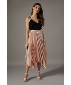 Pleated Satin Skirt