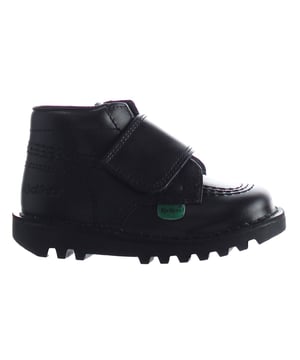 Kickers Kick Kilo I Core Hook&Loop Black Smooth Leather Kid Boots 1 KF0000420BTW