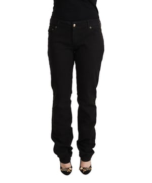Hermoso, nuevo con etiquetas  
Corte slim fit  
Fabricado con 97% algodón y 3% elastano  
Pantalones de cintura media  
Cierre de cremallera y botón  
Detalles de logo  
Color negro  
Cómodo y elástico  
Versátil y estiloso  
Perfecto para hacer una declaración de moda  
Material: 97% Algodón 3% Elastano