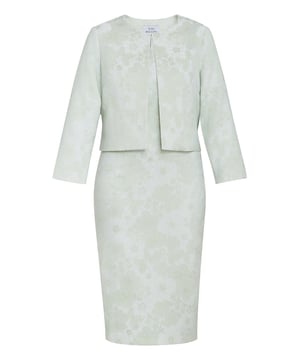 Feel prim and proper in the sophisticated stretch jacquard dress and jacket by Gina Bacconi. The dress features concealed back zip fastening and is fully lined. This stunning ensemble is perfect for any event. Fashioned from luxury floral stretch jacquard material, perfect for the mother of the bride.