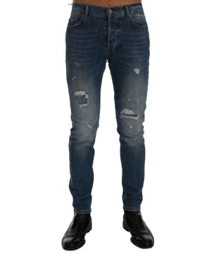 Hermoso, brand new con etiquetas  
Hecho en Italia  
Corte ajustado  
Lavado azul y diseño desgastado  
Dos bolsillos frontales y dos traseros  
Cierre de botón  
Detalles del logo  
Material: 98% Algodón 2% Elastano