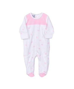 Baby romper Babidu.
 Long sleeve romper and long pants.
 Round neckline with ribbed finish.
 Printed on the front.
 Seams seen in tone.
 Composition: 100% cotton
 Care:
Wash at maximum temperature 40º
 -Do not use bleach
 -Accepts iron
 -Dry at low temperature