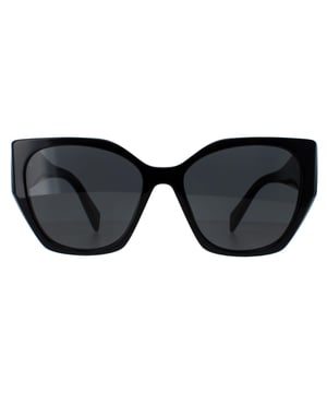 Prada Square Womens Black Dark Grey PR19ZS  Sunglasses are a modern design made of high-quality acetate material that ensures durability and comfort. The temples are adorned with the iconic Prada logo, adding a touch of sophistication. These sunglasses are perfect for any occasion, whether it's a day out in the sun or a night out on the town.