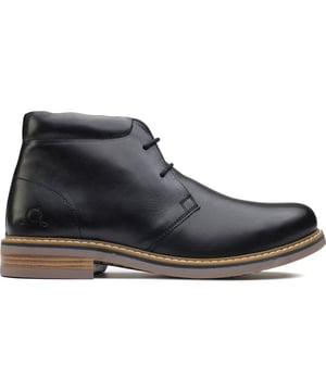 Mens black Chatham Marine buckland boots, manufactured with leather and a rubber sole. Featuring: padded collar, embossed chatham branding and padded insole.