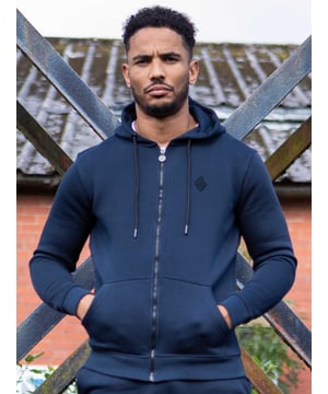 Update your casual wardrobe with this designer style mens Hoodie. Crafted from soft and comfortable cotton and polyester, this regular fit jacket features a zip front, ribbed cuffs and waist, a hood with drawstrings while an embroidered Enzo logo on the front adds a trendy finishing touch.