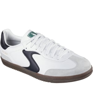 Ein moderner Klassiker trifft in Skechers Hotshot Pyke auf frischen Komfort. Dieser Schnür-Court-&-Classics-Sneaker verfügt über ein Obermaterial aus Duraleather und Schweinswildleder mit kontrastierendem 'S'-Logo am Quartier und unserer charakteristischen Skechers Air-Cooled Memory Foam gepolsterten Innensohle.