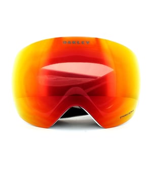 Oakley Ski Goggles Flight Deck OO7050-35 Matt White Prizm Torch Iridium are the latest innovation in ski goggles from Oakley with a large rimless lens design which gives an unbelievably good view in all directions. They feature a ridgelock lens sub-frame attachment to allow lenses to be changed quickly and easily and small frame notches under the strap anchors allow space for normal glasses. Support is given for better airflow and the sleek frame and outrigger design is comfortable and helmet compatible.