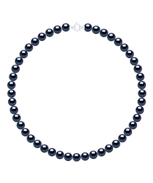 Halskette Reihe Prinzessin aus echten Süßwasser-Zuchtperlen rund 8-9 mm – FARBE SCHWARZ TAHITIAN STYLE – Seeringverschluss Weißgold 750 
 - Länge 45 cm - Lieferung mit Echtheitszertifikat und internationaler Garantie - HERGESTELLT IN FRANKREICH