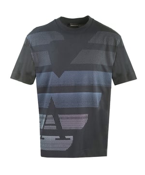 Emporio Armani Large Eagle Logo Navy T-Shirt. Emporio Armani Short Sleeved Navy T-Shirt. Logo Design On Front Of Tee. 100% Cotton. Emporio Armani Visible Branding. Style: 6H1TQ9 1JRKZ 0920