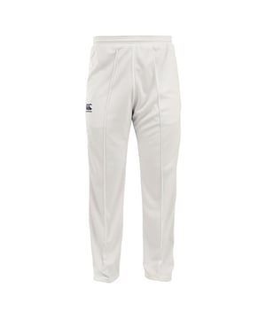 Cricket-Hose für Herren. Elastischer Bund mit innerem Kordelzug. Eingenähte Bügelfalte vorne. Zwei Seitentaschen. Doppelnadel-Saum. Branding am rechten Oberschenkel. 250gsm. Stoff: 100% Polyester.