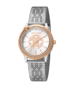 RC5L037M1065 Roberto Cavalli 4894626189944 Reloj de mujer de cuarzo de acero inoxidable plateado, resistente al agua 5 ATM, 32 mm