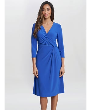 Perfect everyday jersey dress from Gina Bacconi, featuring a flattering twist knot at the side and A-line shape skirt.