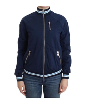 Brand new with tags
  Material: 95% cotton 5% elastane
  Color: Blue
  Logo details
  Front zipper closure
  Galliano Motel text on the back
  Original tags and store bag included