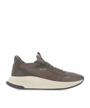 Crafted in a combination of materials  including leather trims  these running-style BOSS Menswear trainers strike a distinctive profile. Lightweight ridged outsole. Knitted uppers for enhanced comfort and fit. This product contains at least 60% better raw materials. This product is partly created with recycled polyester. We at HUGO BOSS prefer recycled polyester from pre- and post-consumer textile waste and do our best to phase out polyester from PET bottles.
