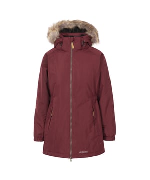 Geweven Buitenkant - 100% polyester met microvezels PVC Voering - 100% polyester Vulling - 100% polyester bontachtige fleece voering Capuchon met bont Storm klep aan de binnenkant Dubbelzijde rits Elastische aan de zijdes Elastische banden