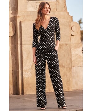 All of the impact, none of the effortFramed by a seriously flattering V-neckCut to gently nip in the waistWide-leg cut that's on-trend and ultra-comfyEver stylish spot printHeels, ankle boots, trainers, sandals - endless styling optionsInside leg to fit: Short 29" | Regular 31" | Long 33"