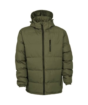 Gewatteerde jas Verstelbare afristbare capuchon 3 onopvallende zakken met rits Onopvallende rits aan de voorkant Elastische manchetten Donkere look met een polyester vulling voor een geweldige prijs 100% Polyester.