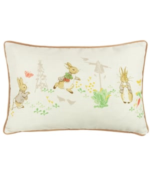 Step into the world of Beatrix Potter with the Peter Rabbit™ Classic cushion. The classic print features enchanting illustrations paying tribute to his love of carrots and Peter's mischievous adventures. Complete with a soft velvet reverse and piped edges, this cushion is a timeless design, making it perfect for any modern home. Match with the Peter Rabbit™ Classic duvet cover set, fitted sheet and fleece throw to instantly transform your room!